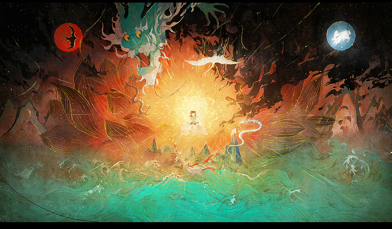 哪吒闹海（图ZMTY5NzQ1NzA4） - 创作习作 - 站酷设计师离城城城原创素材 - 站酷ZCOOL