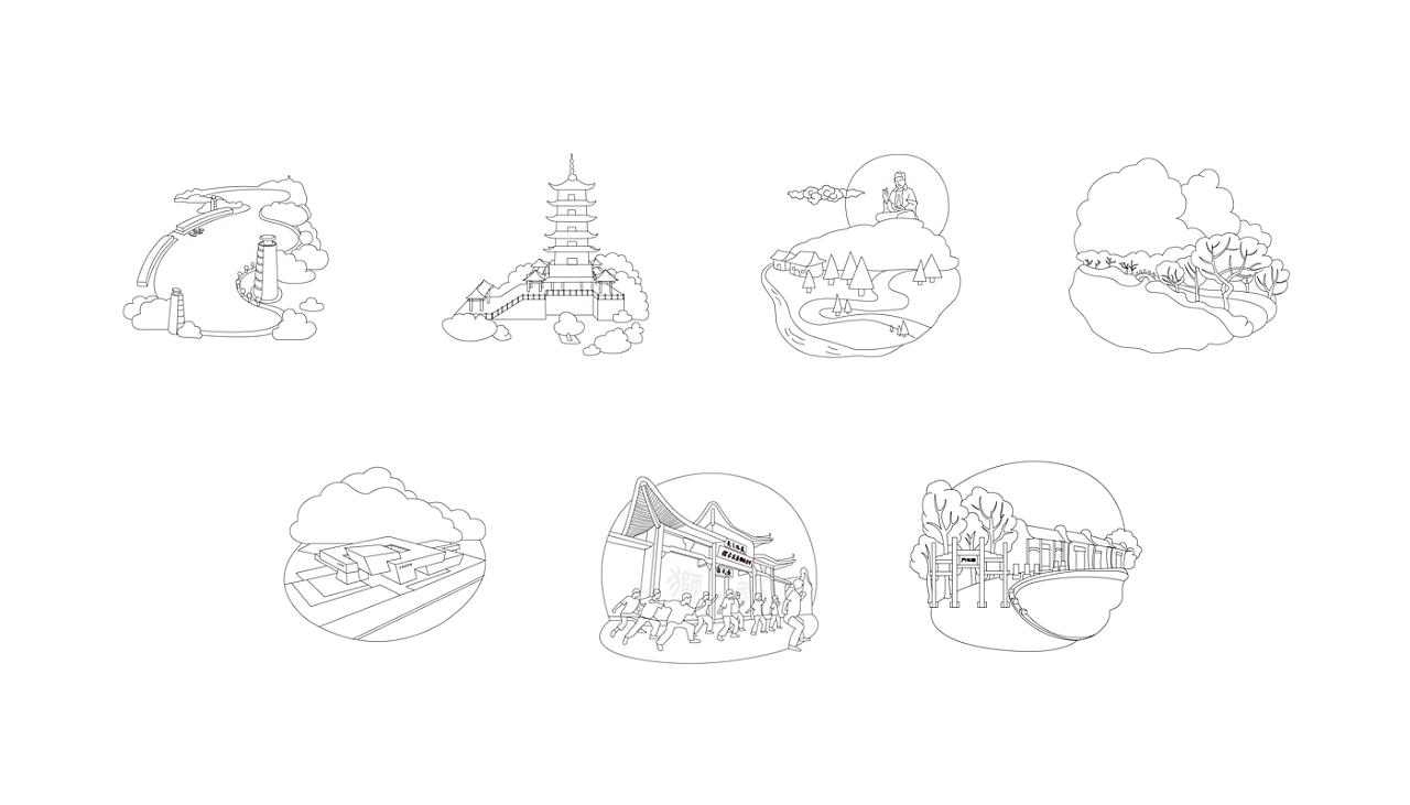 新南海人旅游景点图标绘制|ui|图标|画易若鱼 - 原创作品 - 站酷