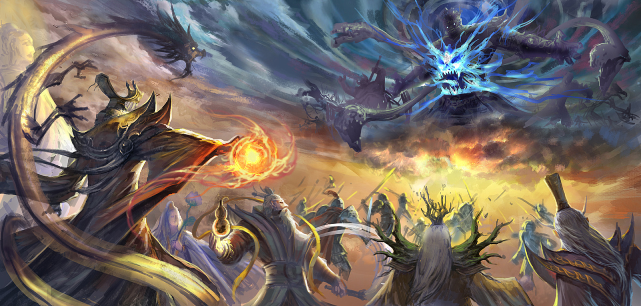 《神魔之战》 绘画过程图 - 原创作品 - 站酷(zcool)