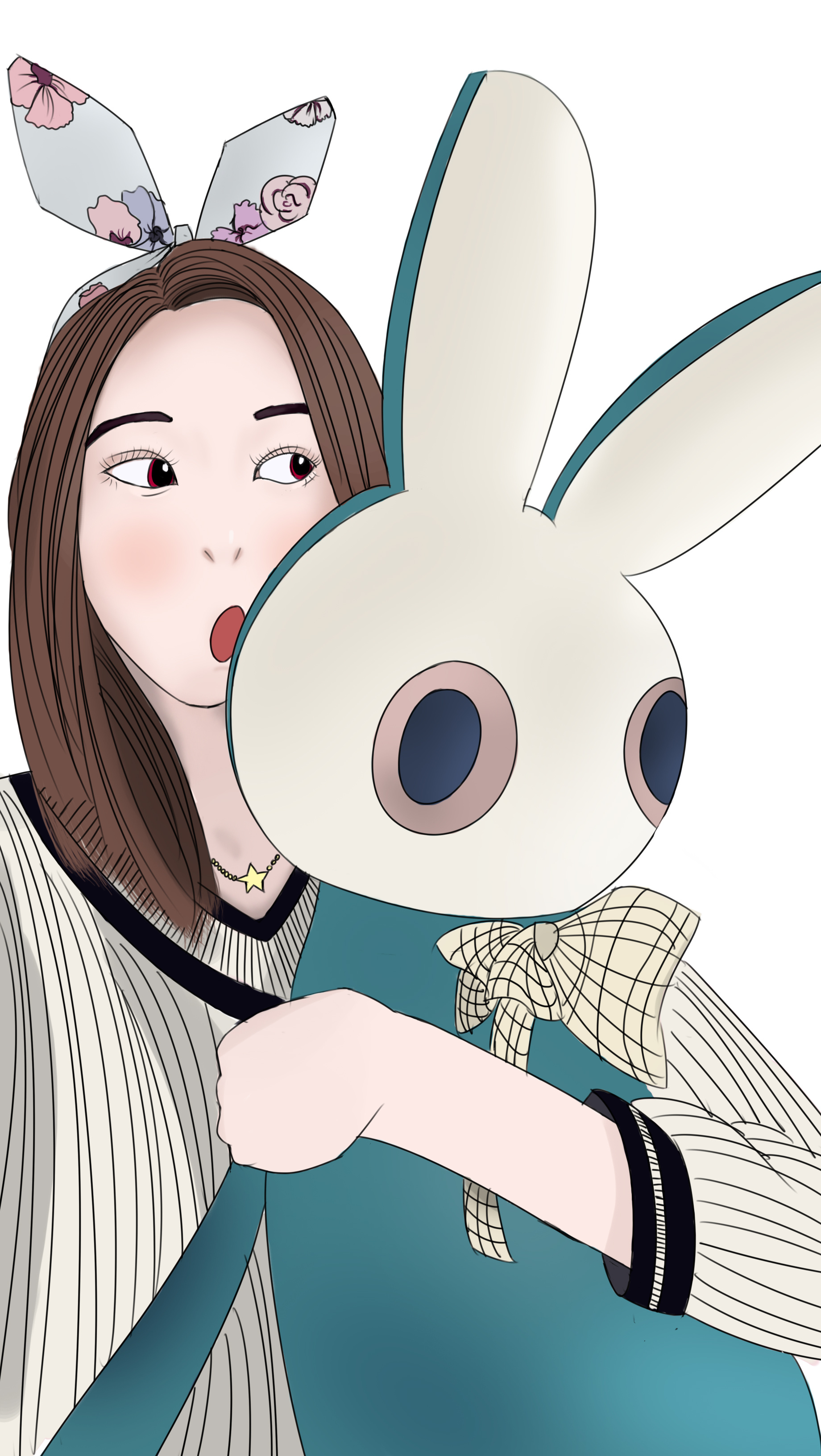 原创抱着兔子的少女