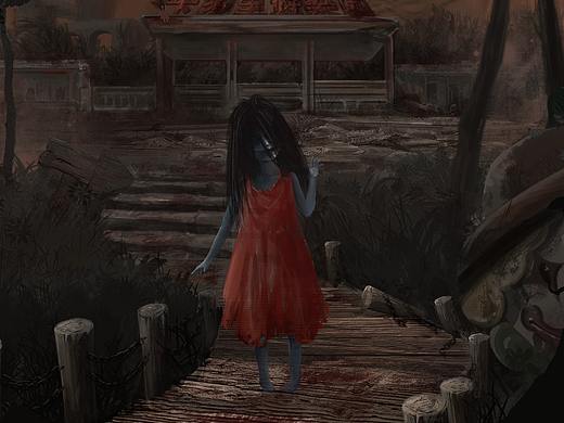 恐怖民间传说封面插画---魔神仔
