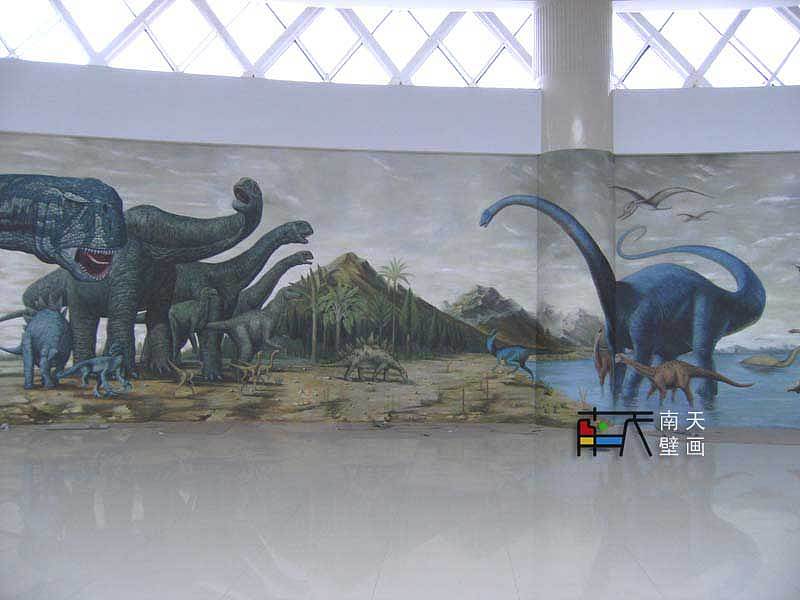 南天壁画出品:内蒙博物馆(恐龙二馆壁画工程),手绘油画,欧式油画,欧式壁画,壁画工程,古典壁画,3D地画,3D壁画