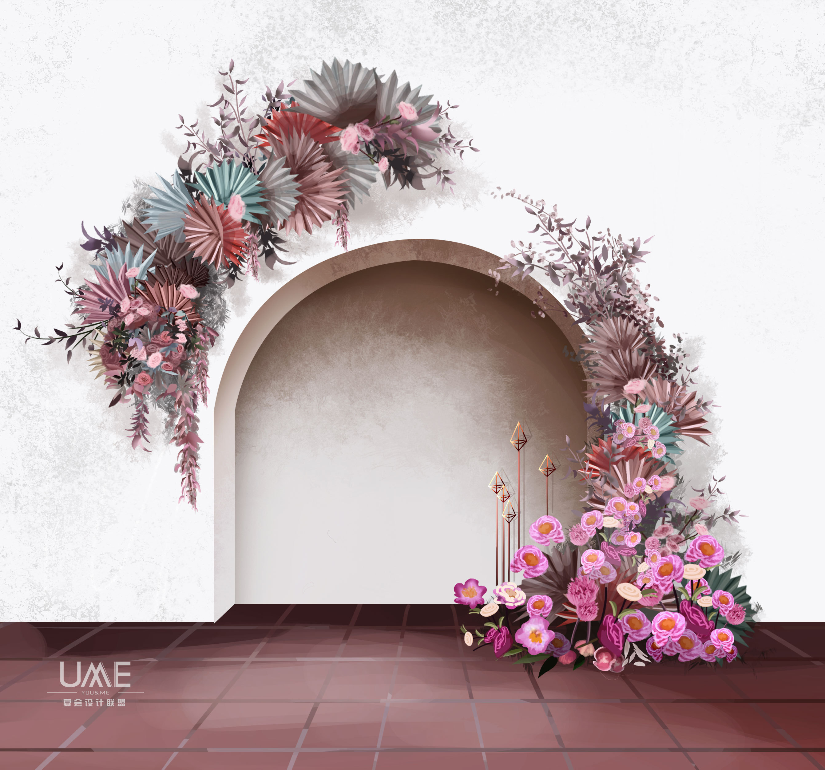 婚礼手绘之自然花艺