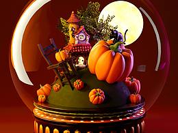 c4d-oc 水晶球场景搭建材质打光渲染练习