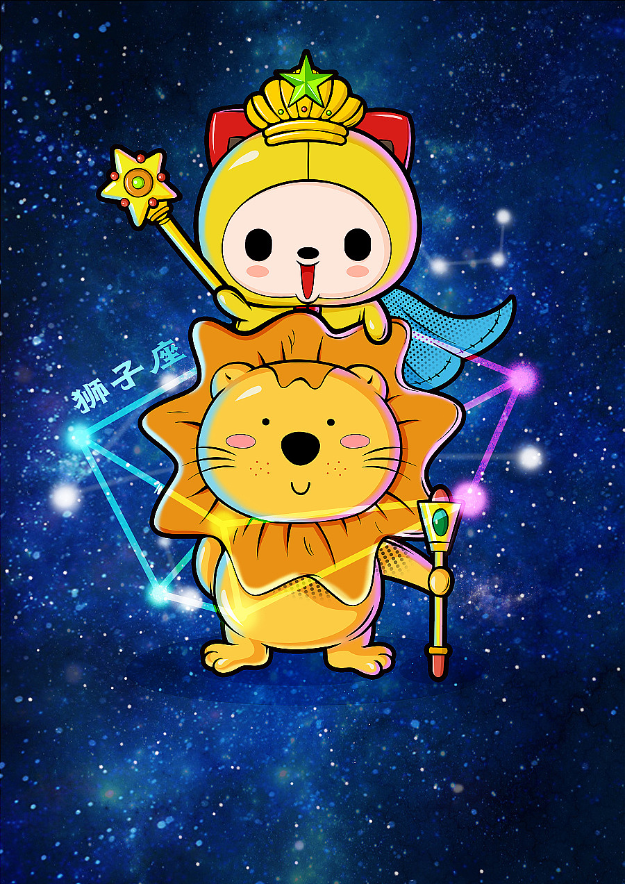 卡通形象吉祥物十二星座插画设计微信表情gif设计---茁茁猫设计