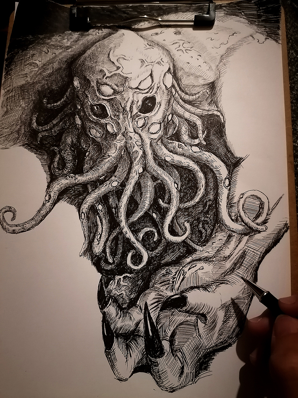 克苏鲁的呼唤中性笔手绘