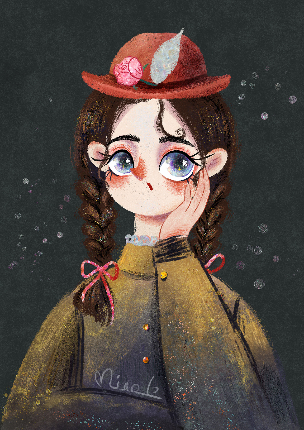 美萌复古少女插画