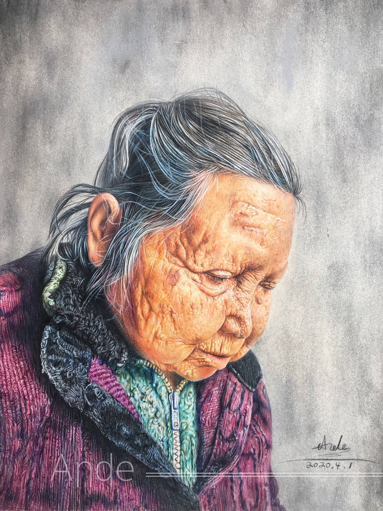 《岁月》彩铅人物