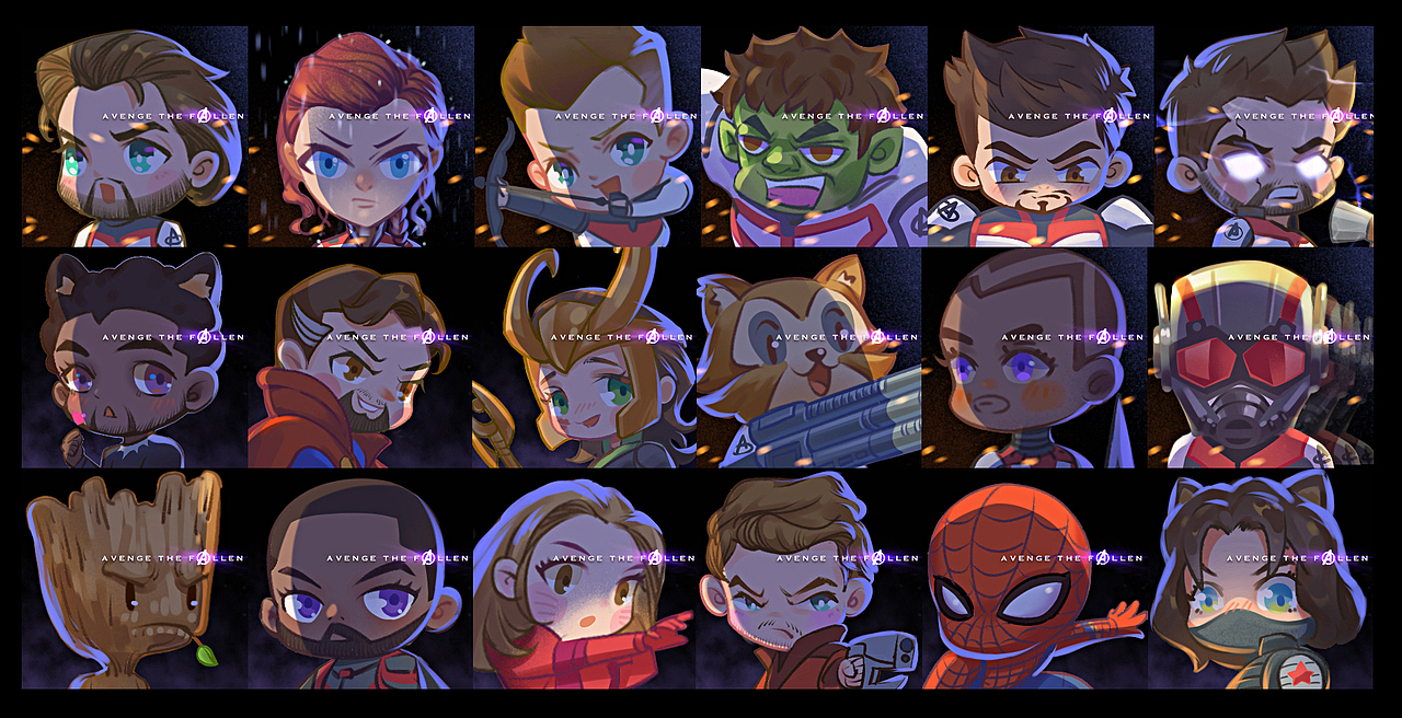 复联四卡通头像（图ZMTU3NjcwNTE2） - 创作习作 - 站酷设计师wuli_石头原创素材 - 站酷ZCOOL