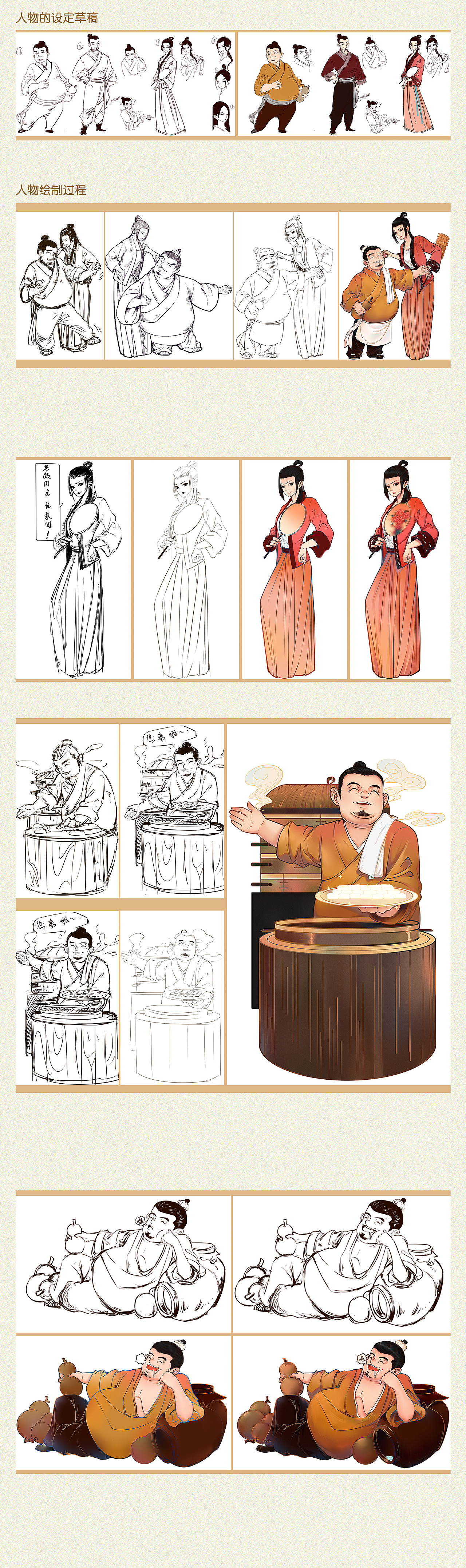 成都-宽窄-喜福小院主视觉以及人物IP形象（图ZMjIwNjk4MjEy） - 商业插画 - 站酷设计师荀白茶司原创素材 - 站酷ZCOOL
