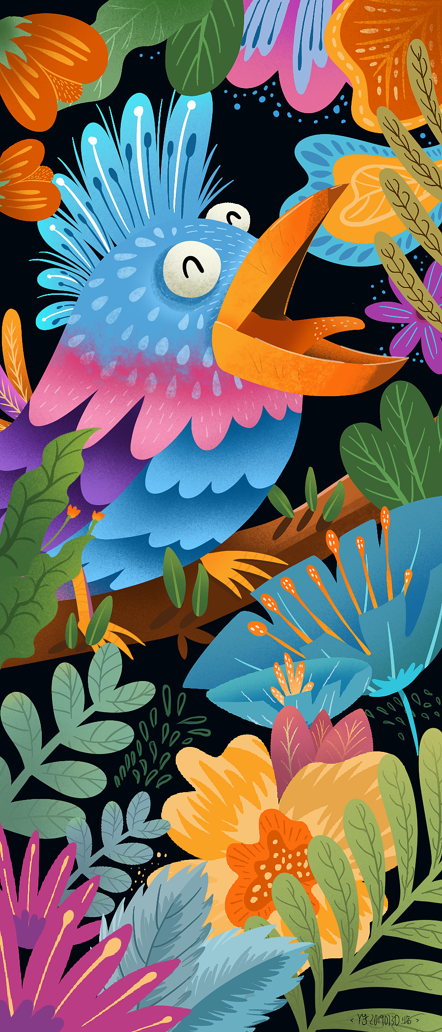 20190730-临摹-花花草草和鸟鸟（图ZMTY5NDIwNjg0） - 商业插画 - 站酷设计师野喵下山原创素材 - 站酷ZCOOL