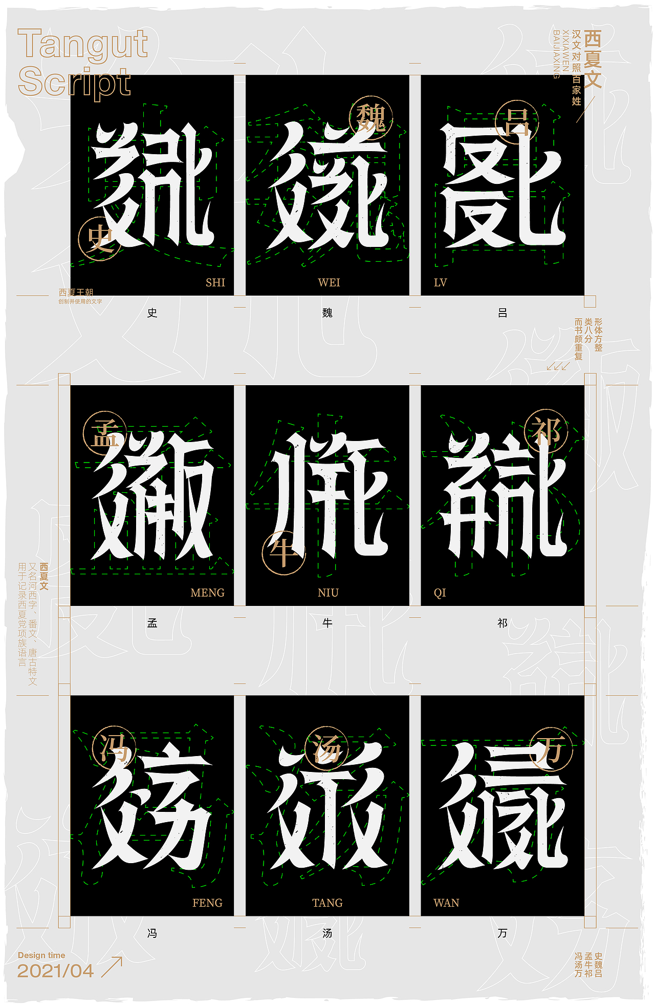 西夏文百家姓字体设计