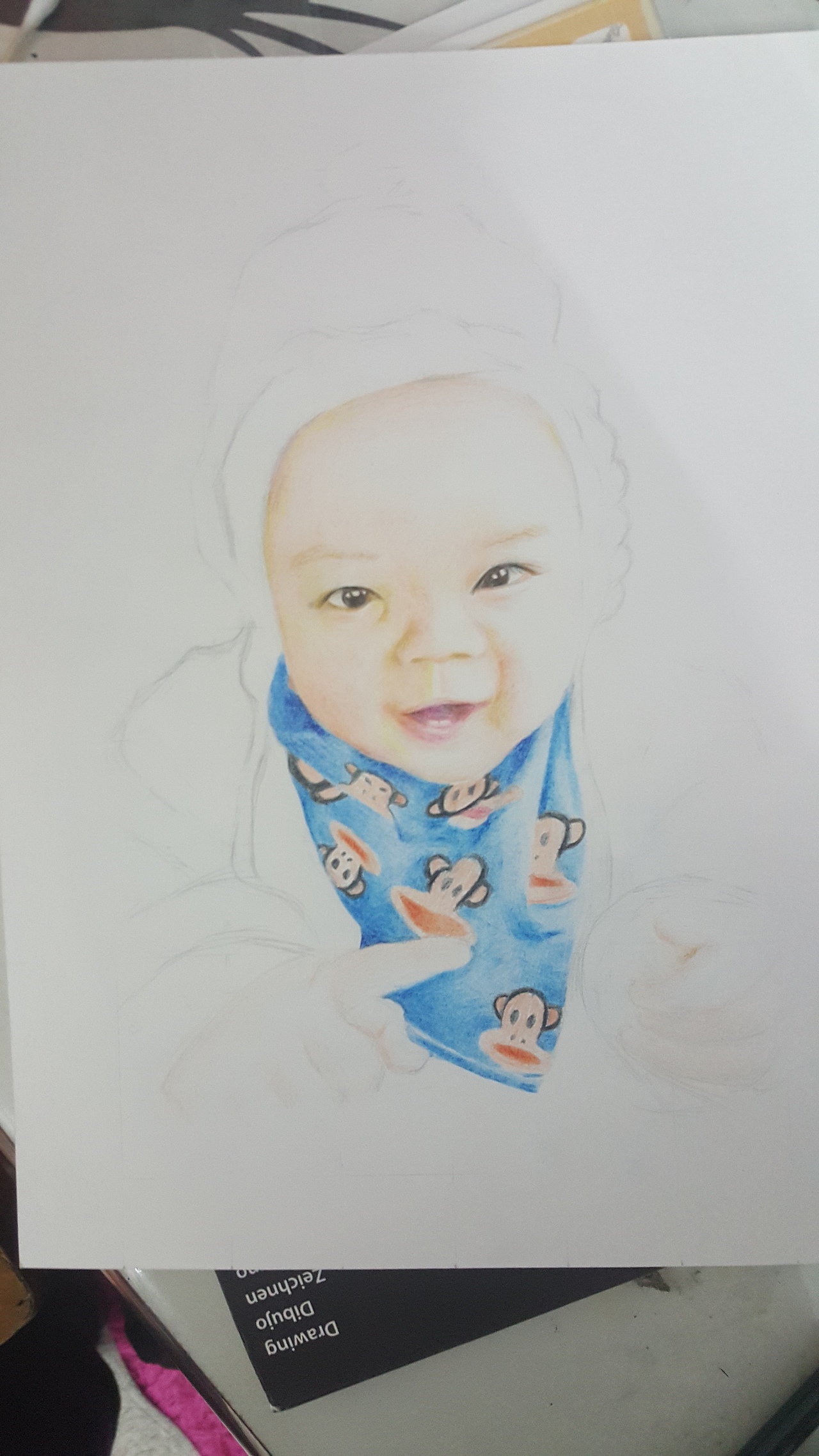 帮朋友小孩子画彩铅画