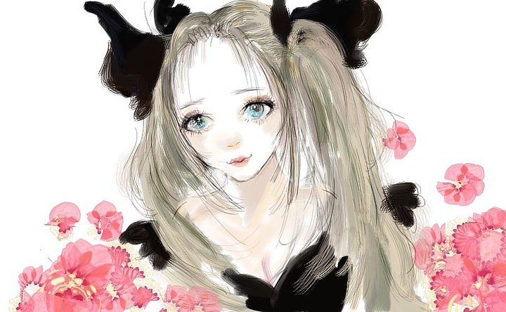 在花中的女孩 （练习）（图ZMTIzMzkwNzY=） - 创作习作 - 站酷设计师时大条原创素材 - 站酷ZCOOL