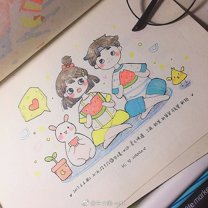 睡前手绘~（图ZODQ2NTg2Mjg=） - 艺术插画 - 站酷设计师牛小美milk原创素材 - 站酷ZCOOL