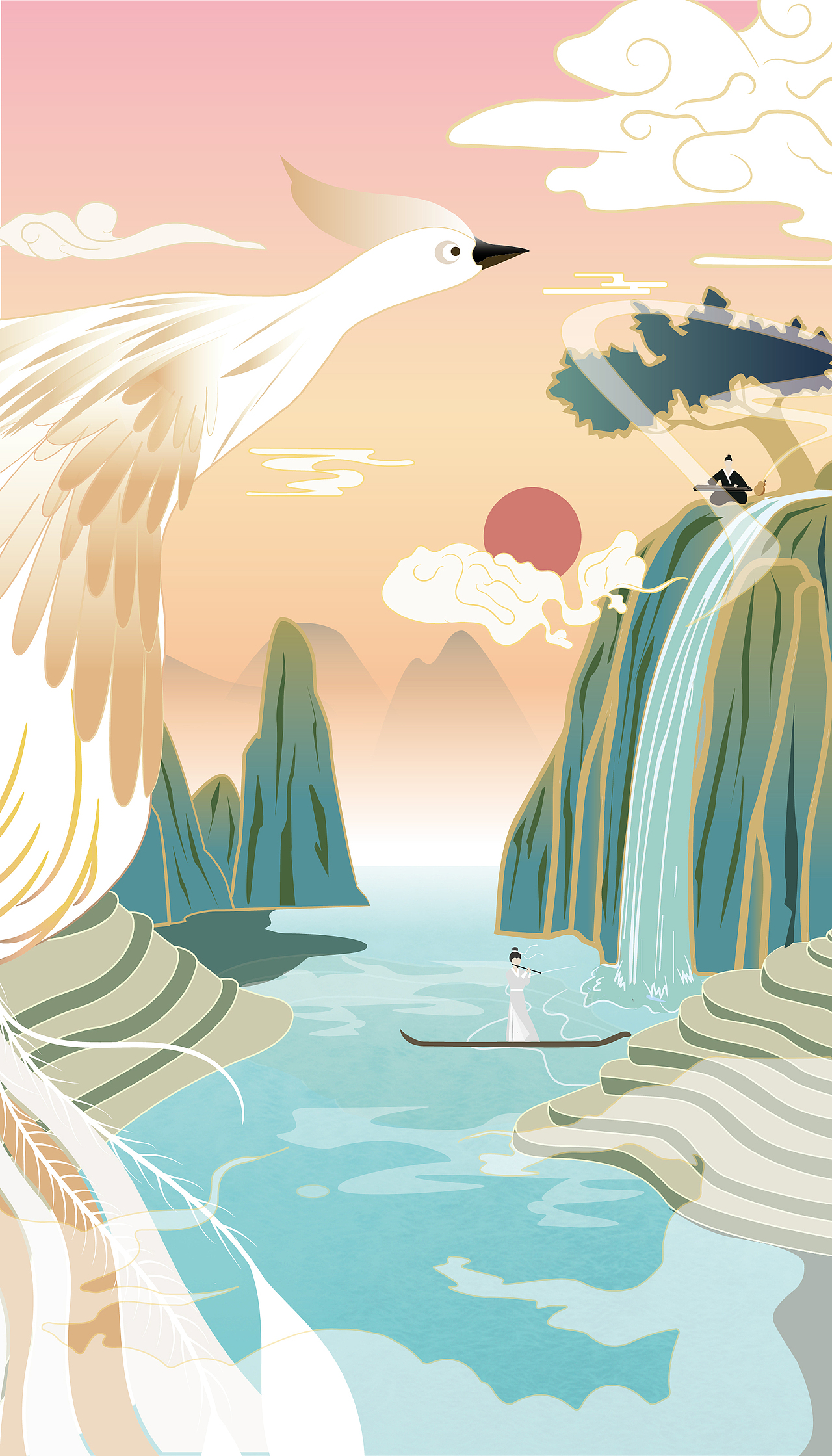 白雀山水（图ZMjE1MDE0MjAw） - 商业插画 - 站酷设计师不像插画原创素材 - 站酷ZCOOL