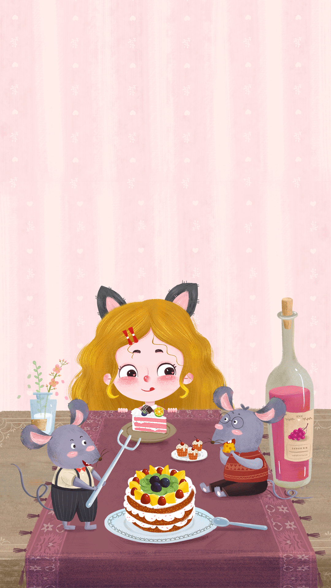 十二生肖儿童插画壁纸(子鼠丑牛寅虎篇)