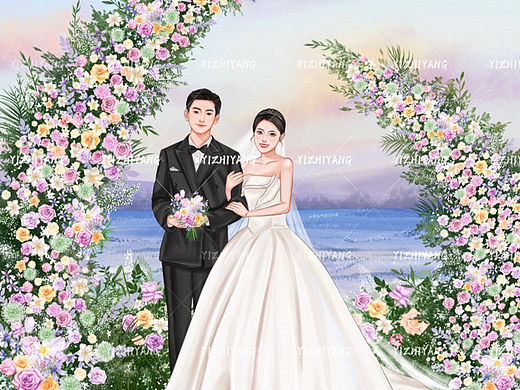 手绘婚纱照|婚礼插画