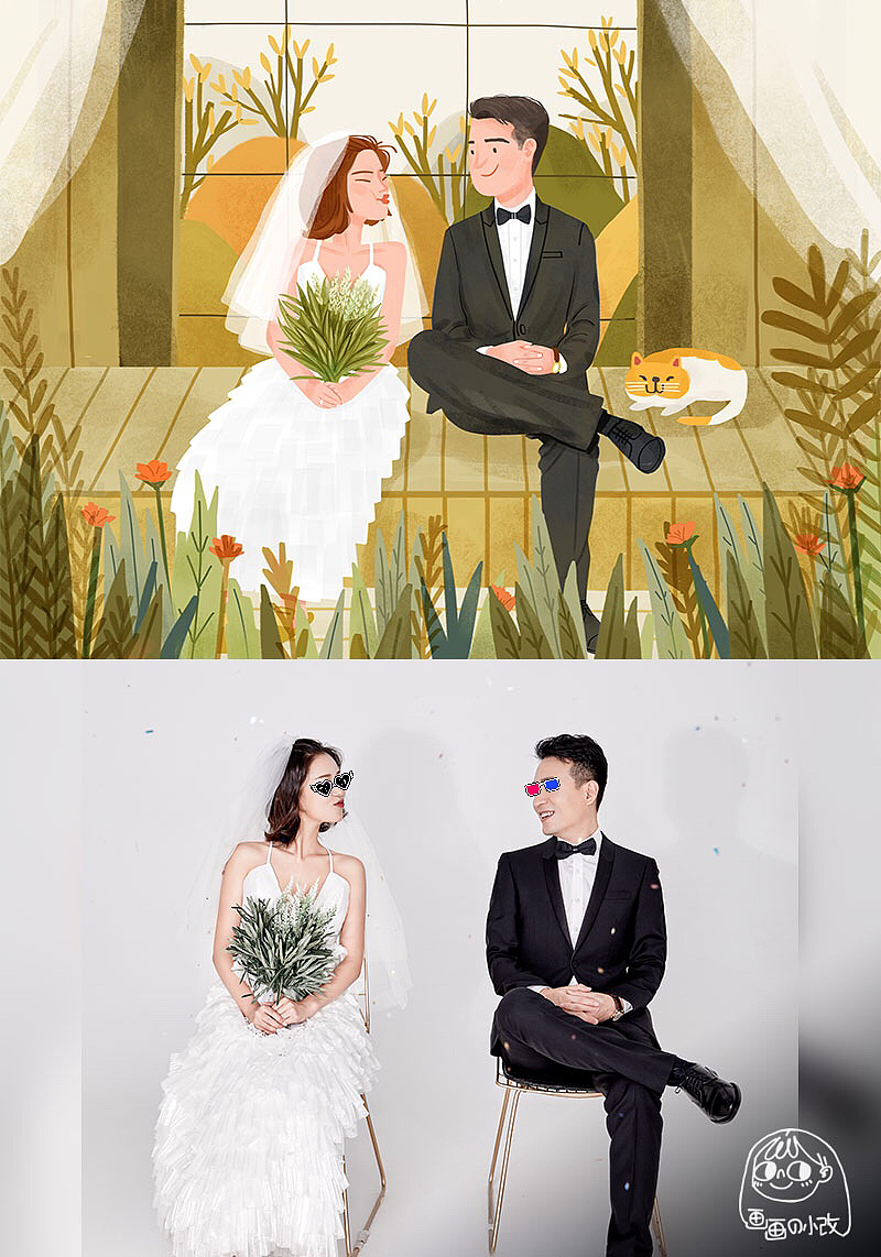 手绘婚礼（图ZMTY5NDU3MDAw） - 商业插画 - 站酷设计师小改原创素材 - 站酷ZCOOL