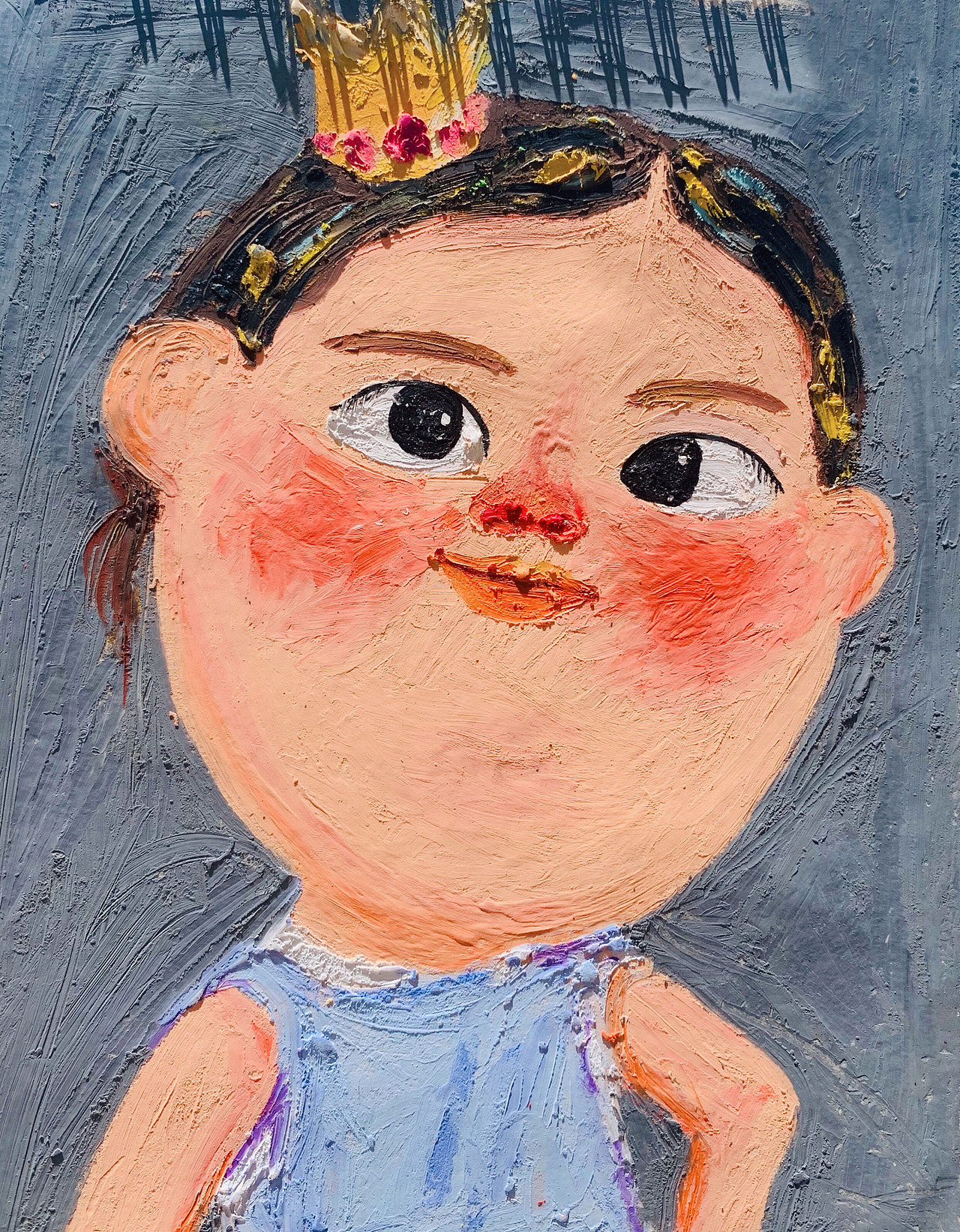 【油画棒人物手绘】-欧阳娜娜童年照|纯艺术|绘画|肉丸子fish_原创