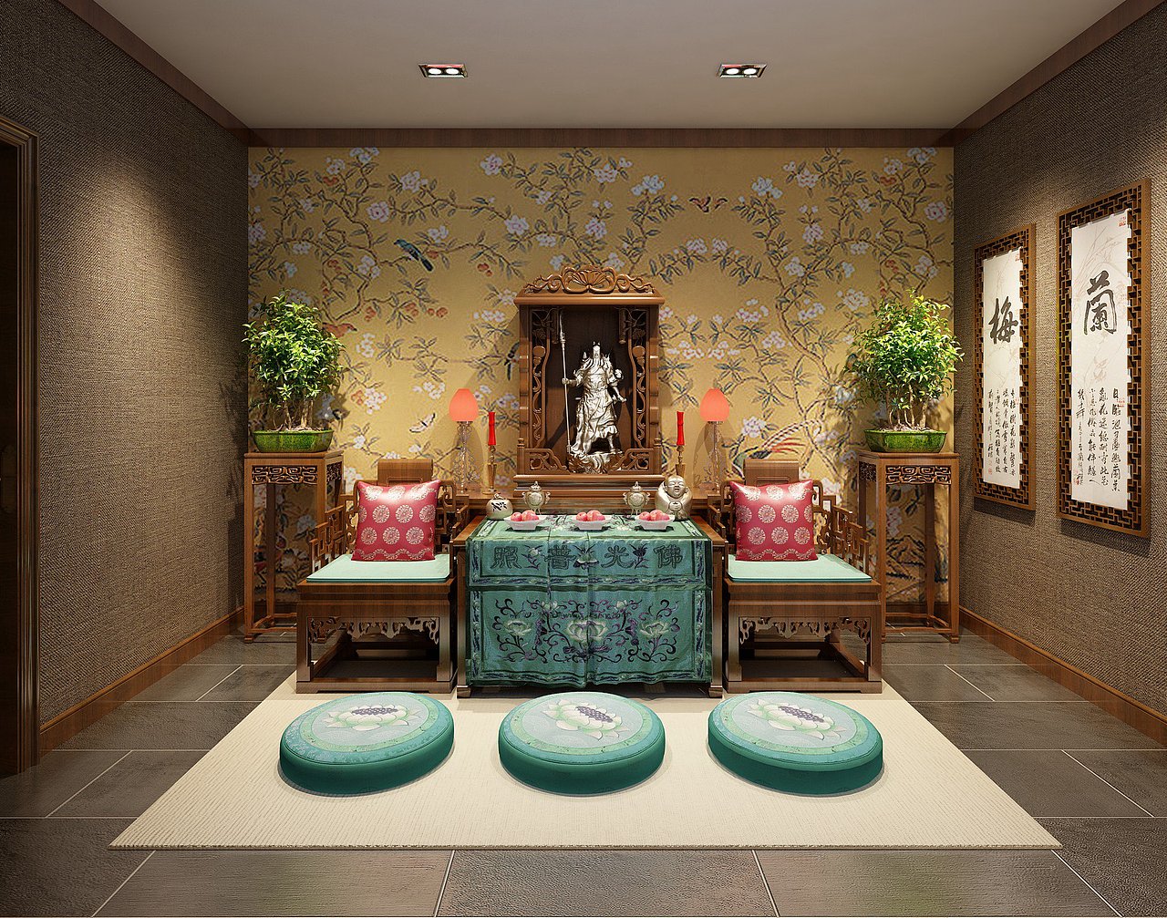 新中式家庭佛堂 1992效果图