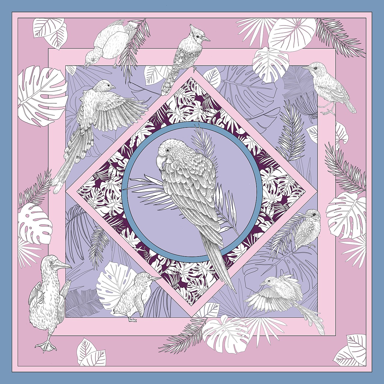 yueshao&[果壳科技】品牌插画丝巾设计