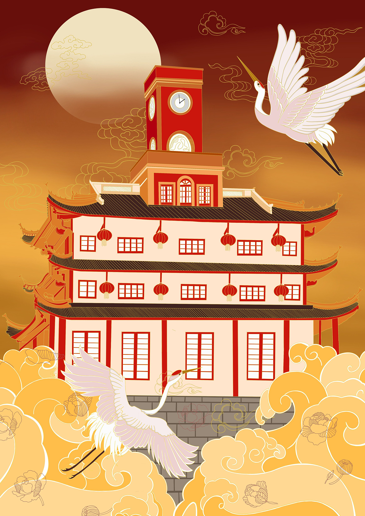 建筑中国风插画