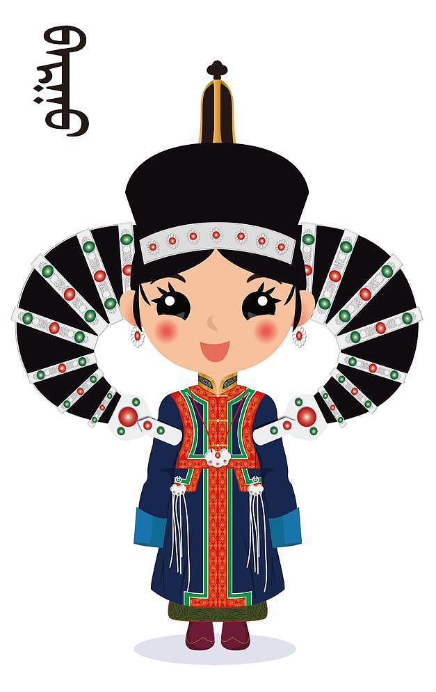 蒙古族服飾卡通娃娃（圖ZMTk4NDA4MzMy） - IP形象 - 站酷設(shè)計師MGL海海木原創(chuàng)素材 - 站酷ZCOOL