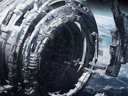 三体创意合伙90#场景描绘类 星环城-太空电梯