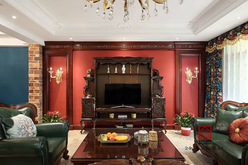 唐山金舍装饰万科红郡400平米别墅美式风格装修实景