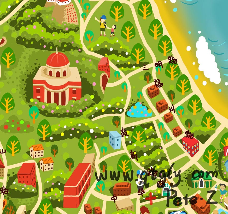 鼓浪屿手绘地图（图ZMTAzNjYyNTY=） - 商业插画 - 站酷设计师PeteZheng原创素材 - 站酷ZCOOL