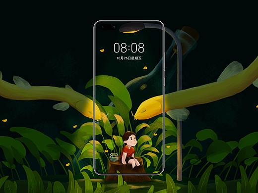 《梦.大鱼》华为壁纸插画设计（个人主页-ZNDYzODQ1MDQ=） - 商业插画 - 站酷设计师vaya812原创素材 - 站酷ZCOOL