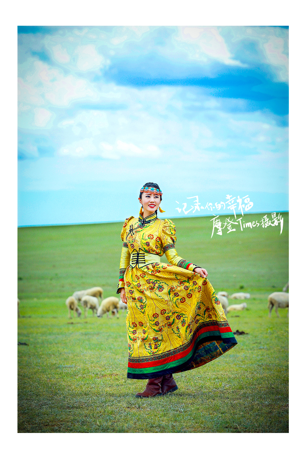 蒙古袍拍照姿势图片