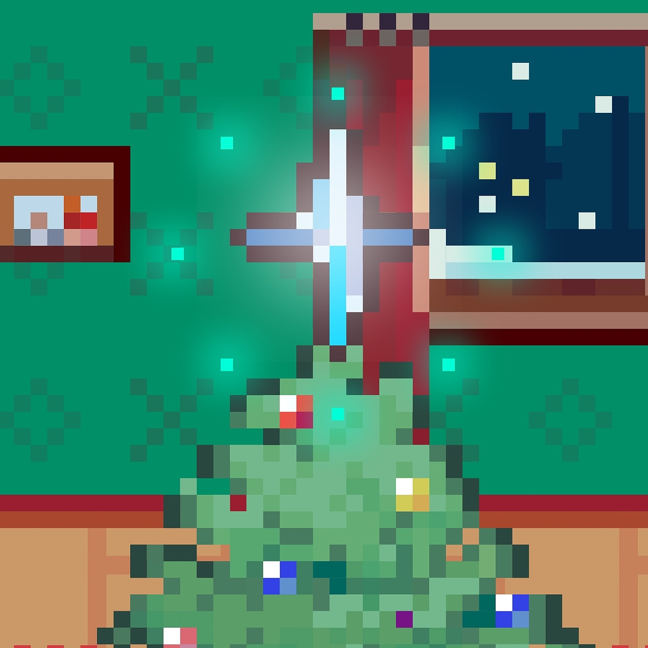 圣诞节像素插画