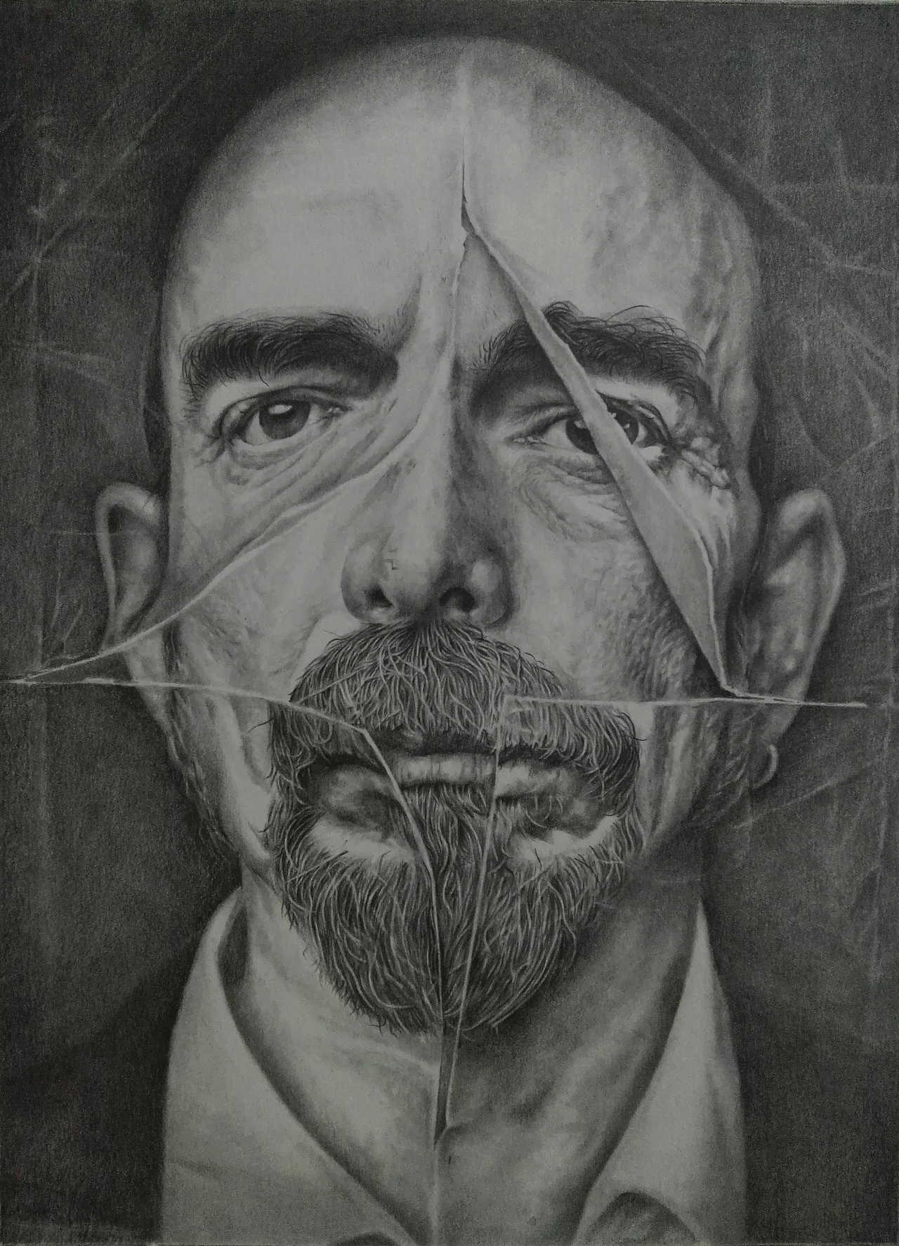 写实素描作品《撕》（图ZOTYyNjgwMjA=） - 绘画 - 站酷设计师浩轩手绘原创素材 - 站酷ZCOOL
