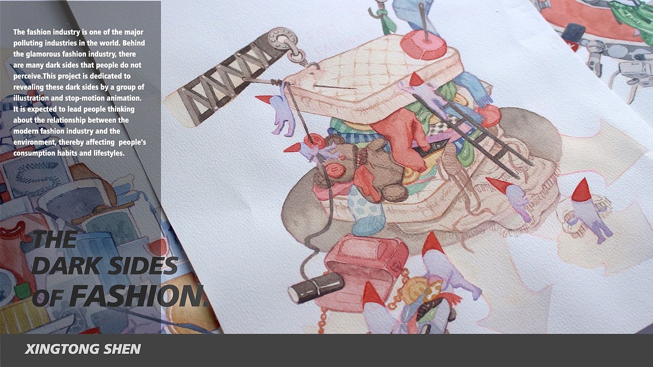 【水彩插画】手绘海报 《时尚的阴暗面》