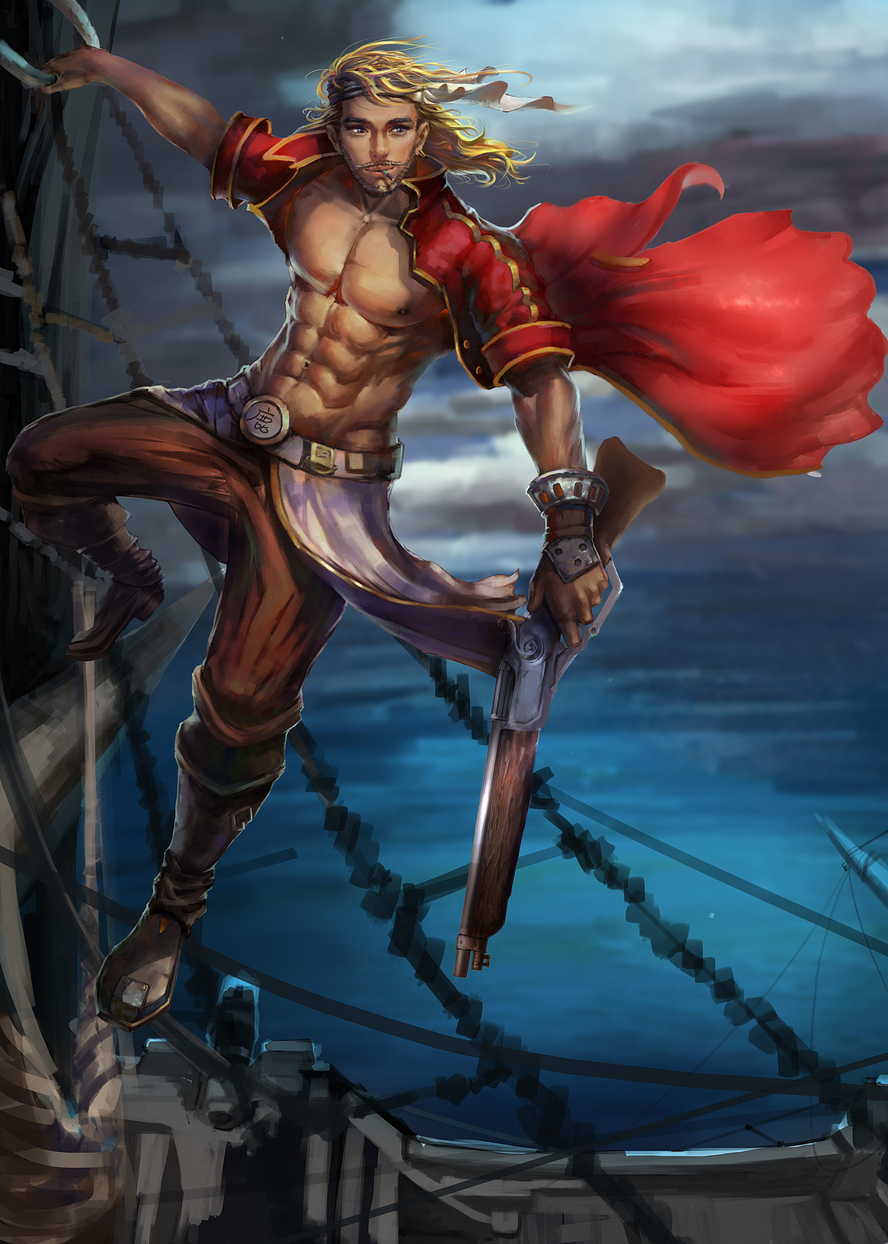 海盗人物原画设定快涂游戏原画插画手绘