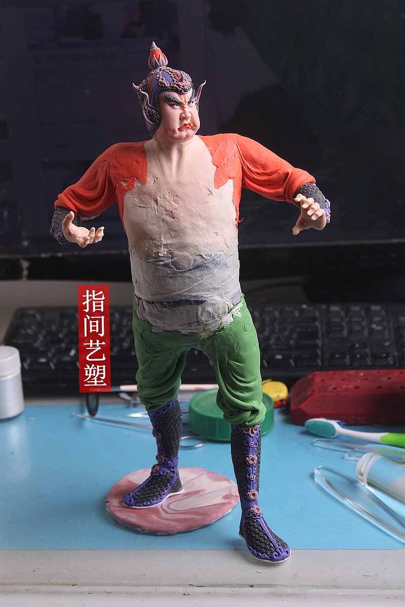 贺加贵面塑软陶(韦陀菩萨 )(图ZNzY4MDM4MzY=) - 手办/模玩 - 站酷设计师贺加贵3D翻糖原创素材 - 站酷ZCOOL
