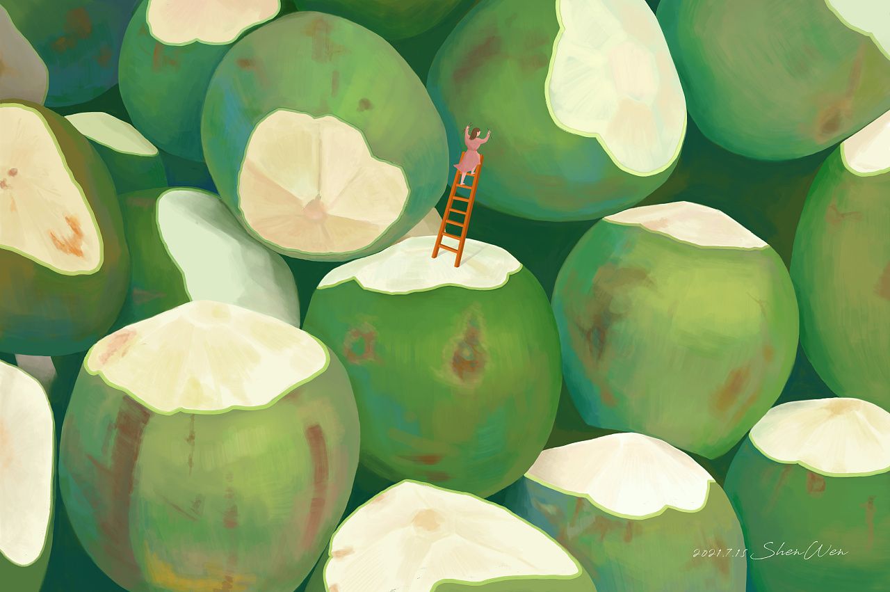 椰子女孩|插画|创作习作|shen沈 - 原创作品 - 站酷 (zcool)