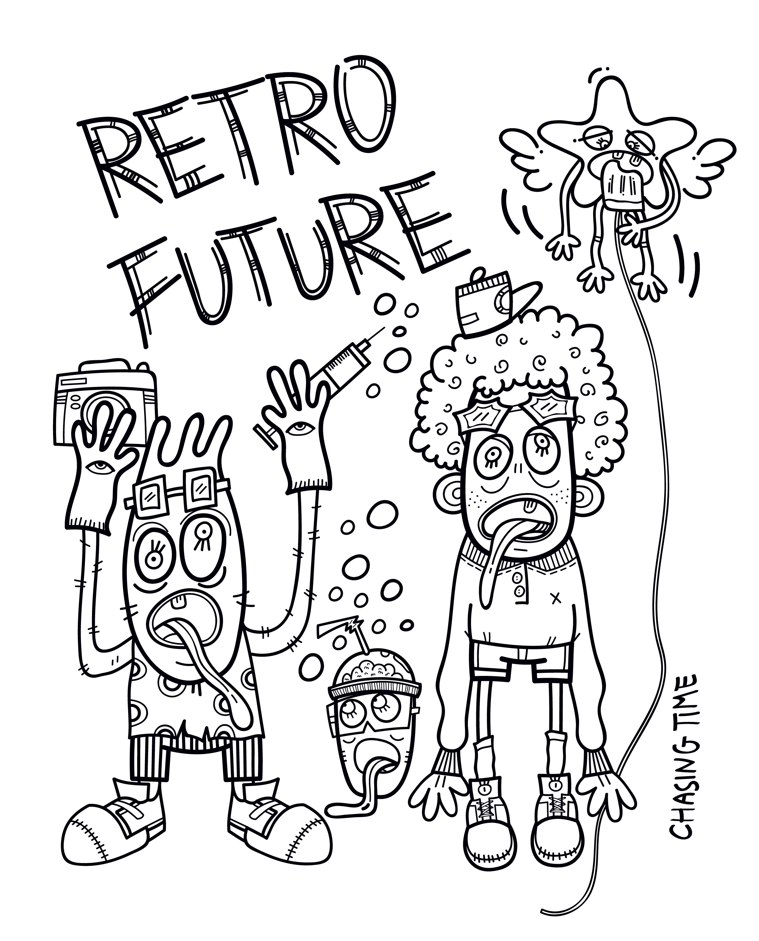 原创欧美风卡通人物形象涂鸦设计