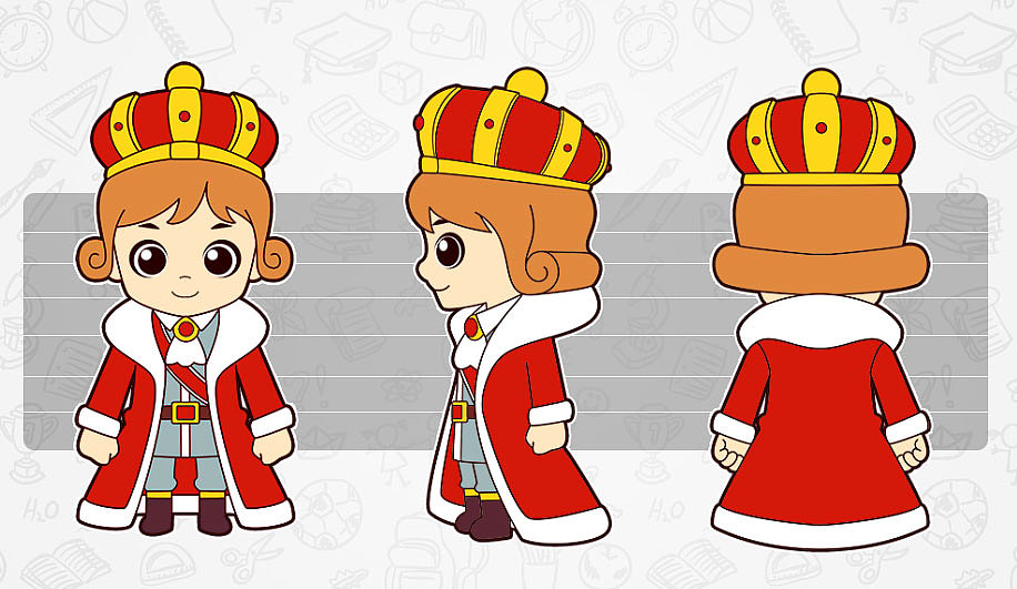 国王与王后 卡通形象 吉祥物 设计