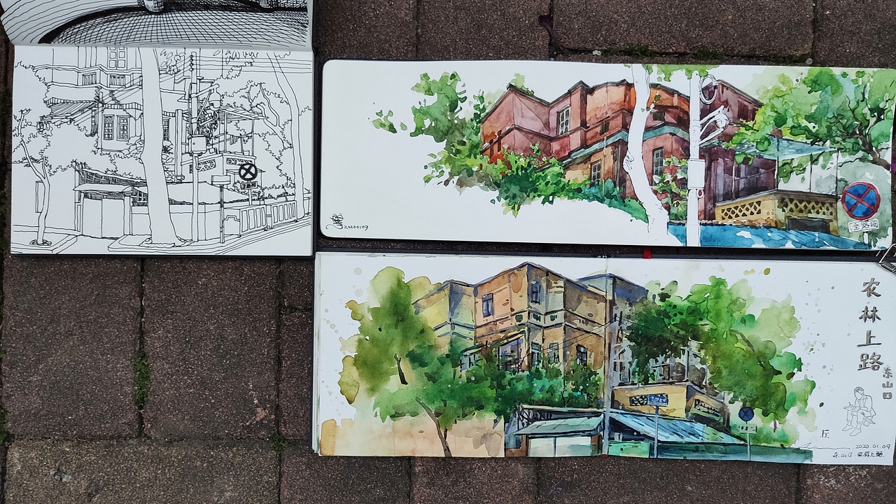 城市速写-广州-东山口-水彩写生（图ZMTkyODQ4MzE2） - 绘画 - 站酷设计师画画的陈一丘原创素材 - 站酷ZCOOL