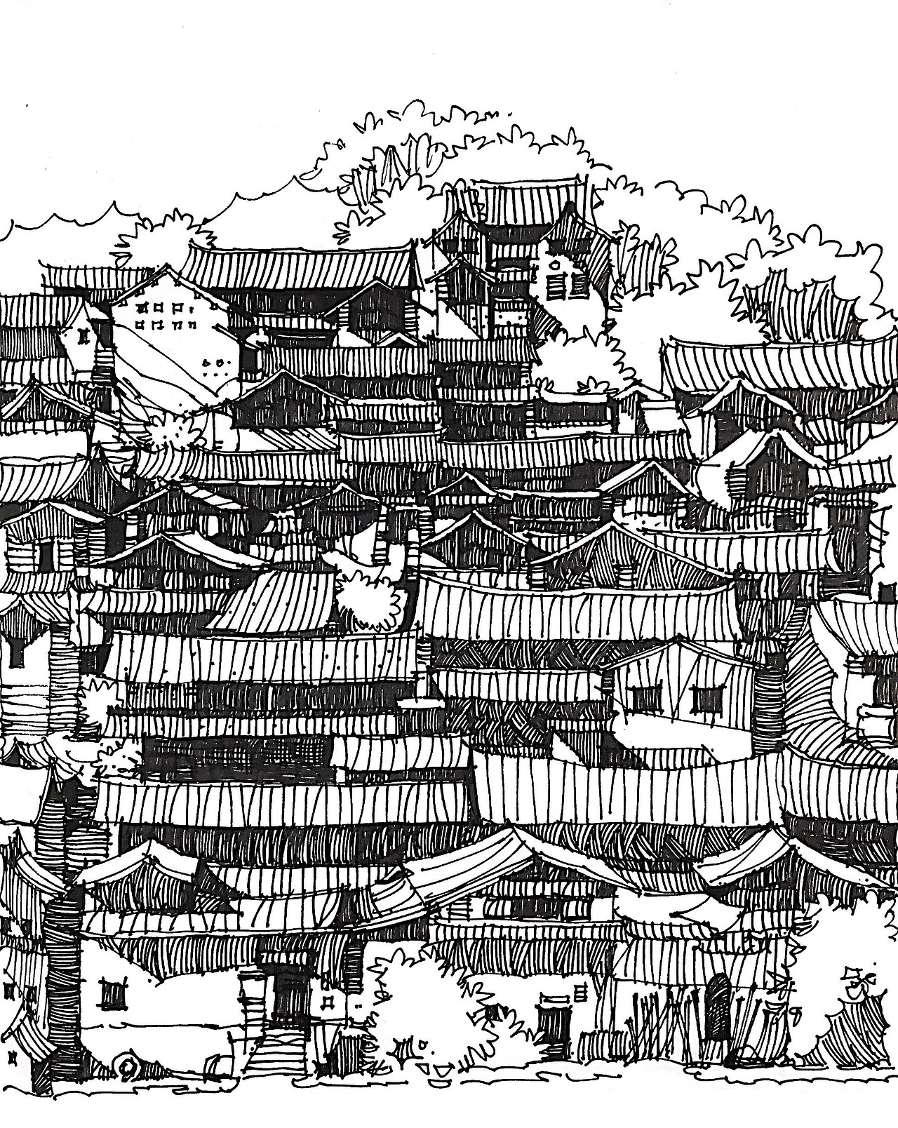 场景设计效果制作建筑钢笔画最近画的一些钢笔画速写日常练习钢笔画