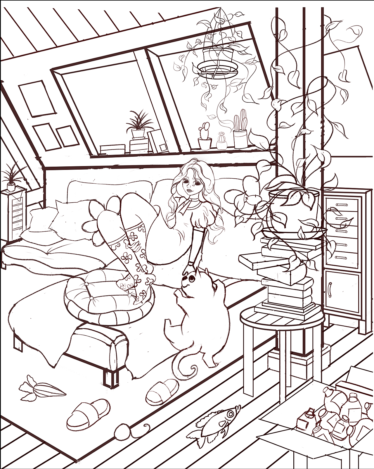 午后的阁楼（图ZMjc3NTA3NDE2） - 商业插画 - 站酷设计师孙优秀666原创素材 - 站酷ZCOOL