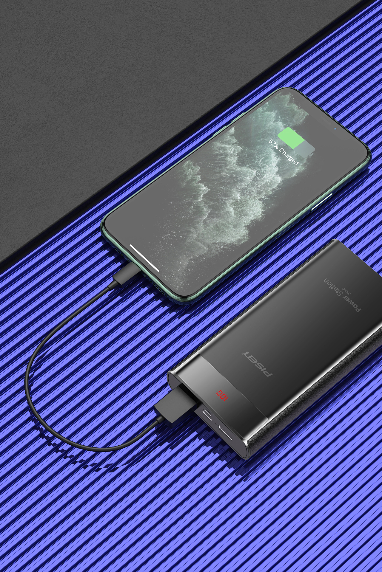 黑色充电宝渲染