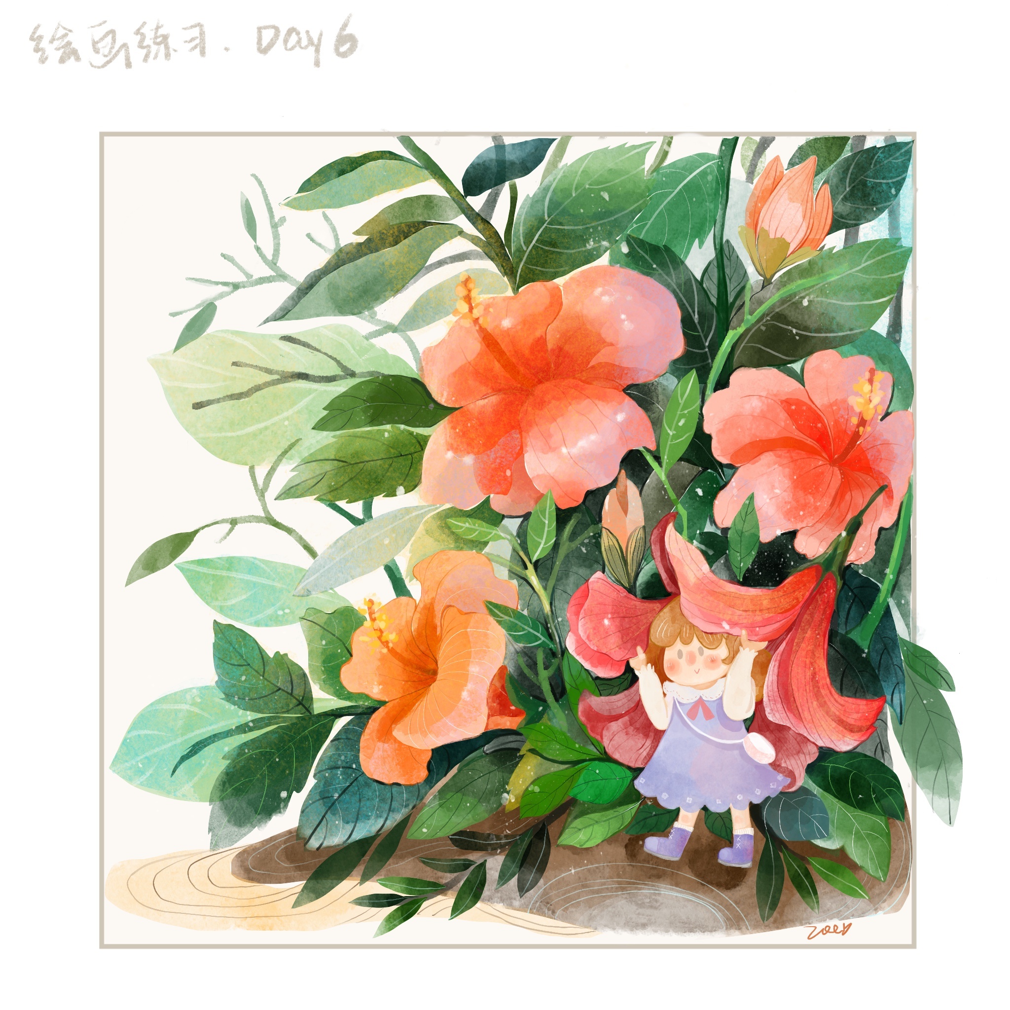 日常创作-在花丛里|插画|创作习作|zozooe - 原创作品 - 站酷 (zcool)