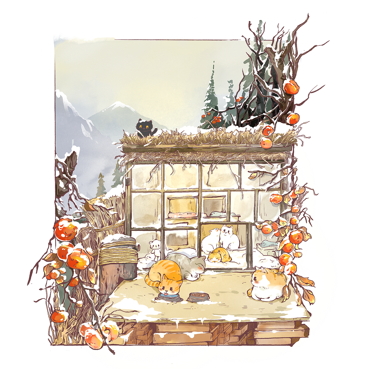 关于猫的水彩插画