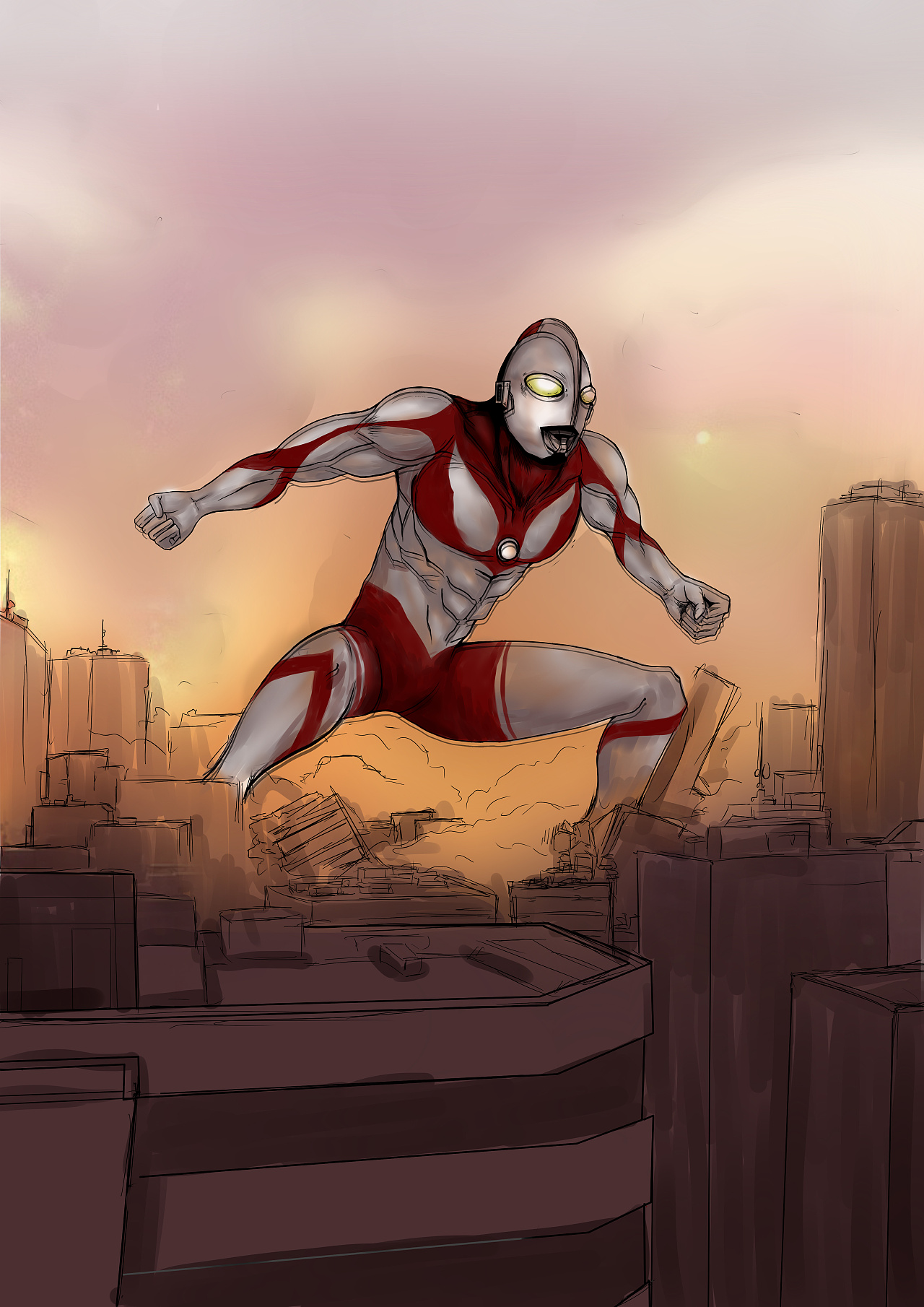 奥特曼来了|插画|插画习作|笔梦墨影 - 原创作品 - 站酷 (zcool)