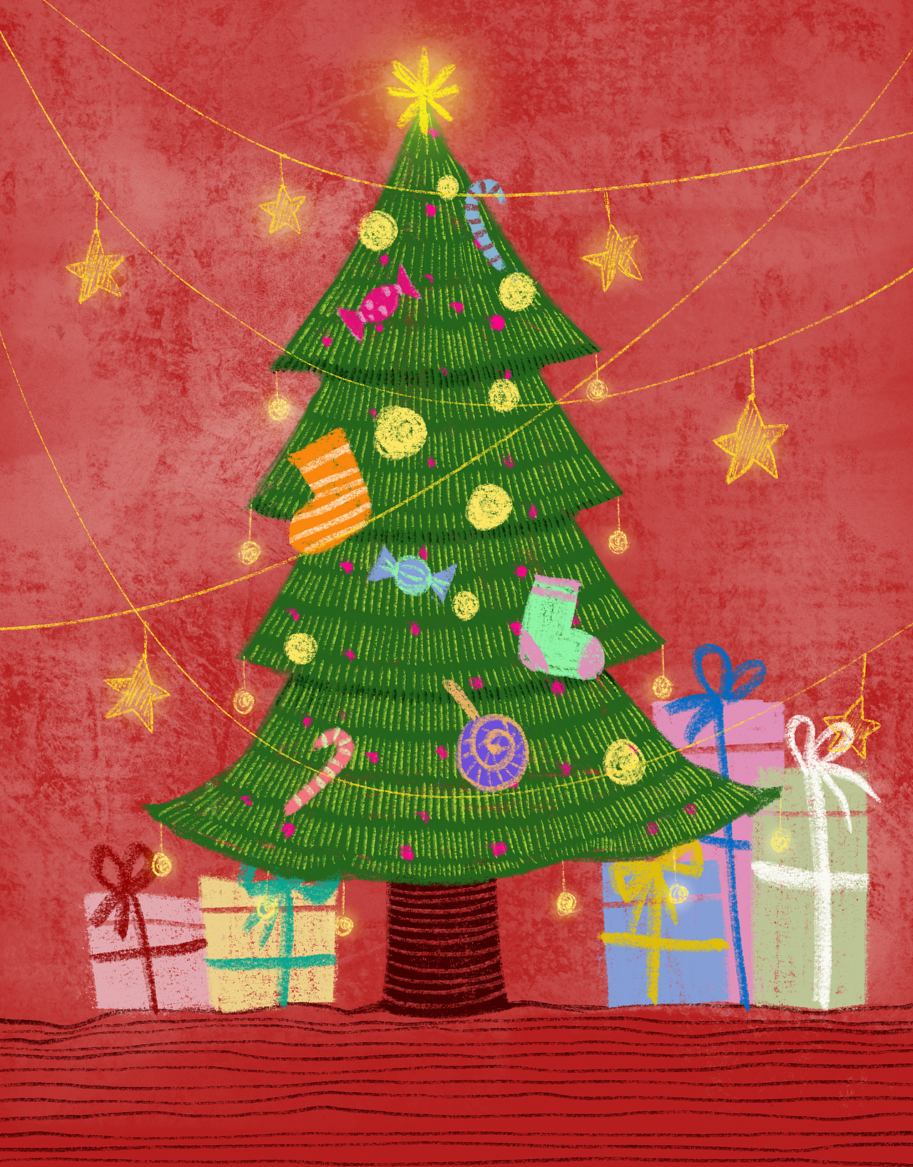 圣诞粉笔画（图ZOTYyNTg0OTY=） - 商业插画 - 站酷设计师阿啦琼原创素材 - 站酷ZCOOL