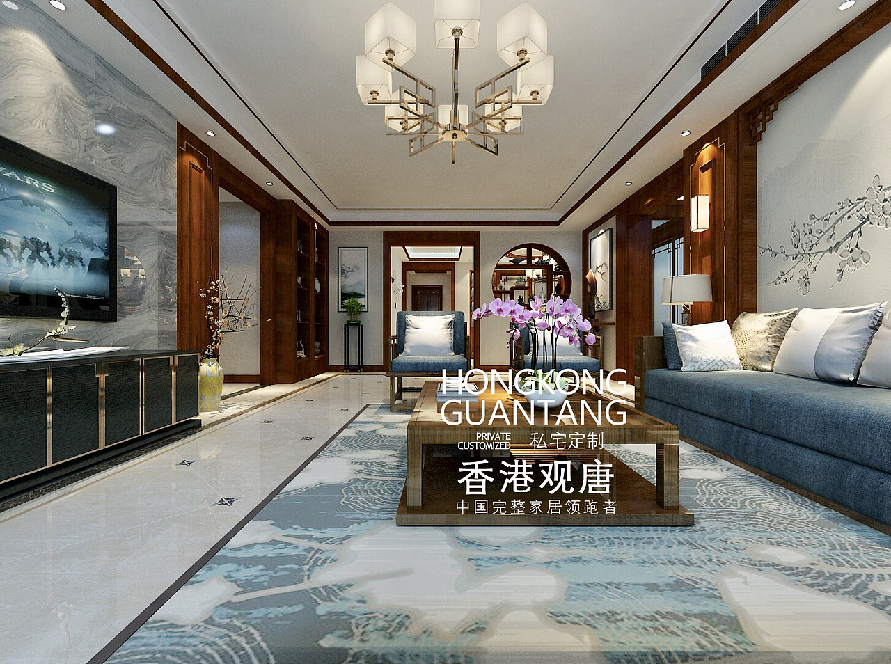 滕州装饰公司人和天地190平新中式风装修效果图户型图（图ZMTE1MDIxNzQ4） - 家装设计 - 站酷设计师滕州设计师原创素材 - 站酷ZCOOL